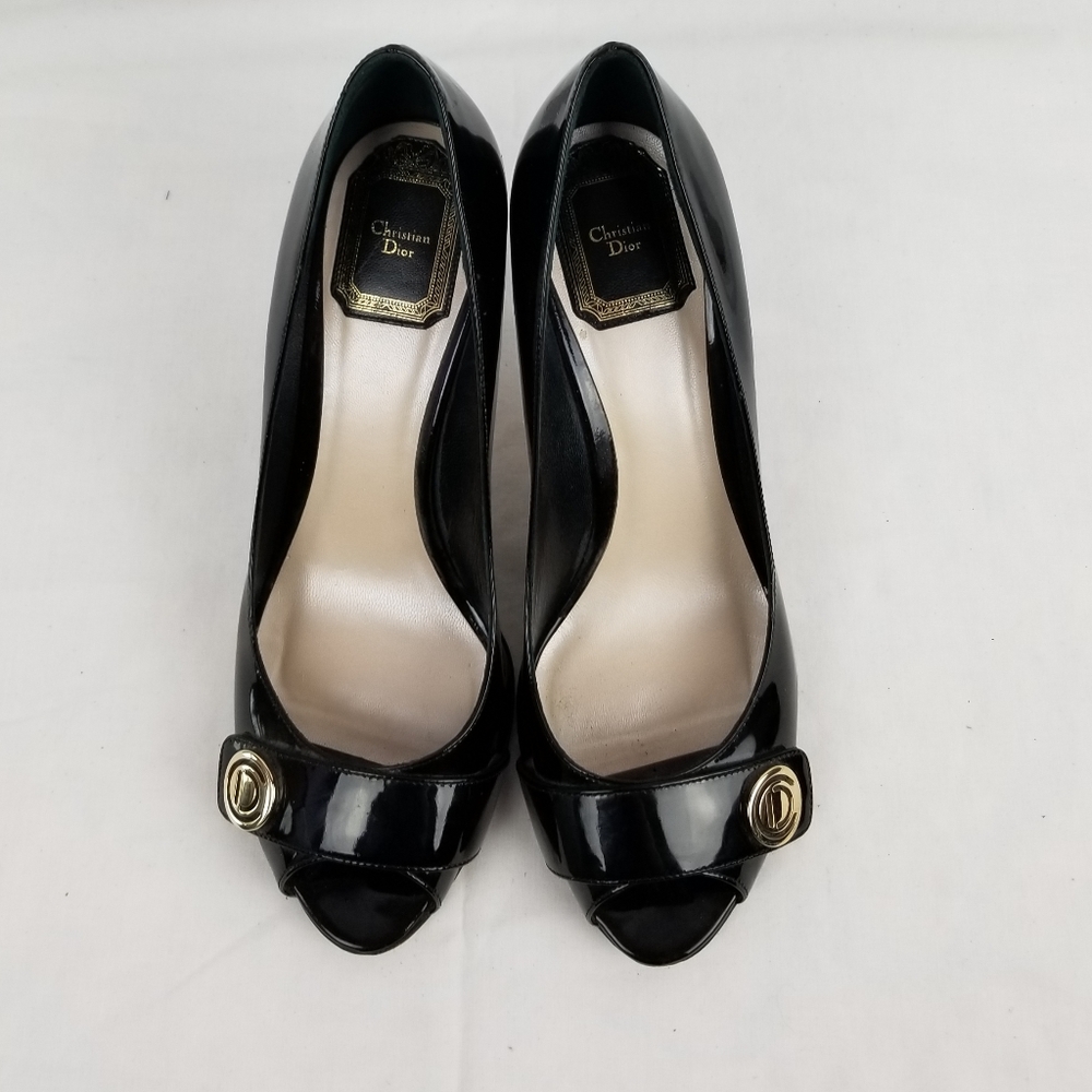 Dior Black Patent Leather Heels Pumps size 38.5 - Picture 4 of 9